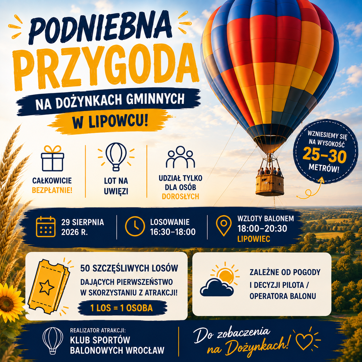  Podniebna przygoda na Dożynkach Gminnych w Lipowcu! 