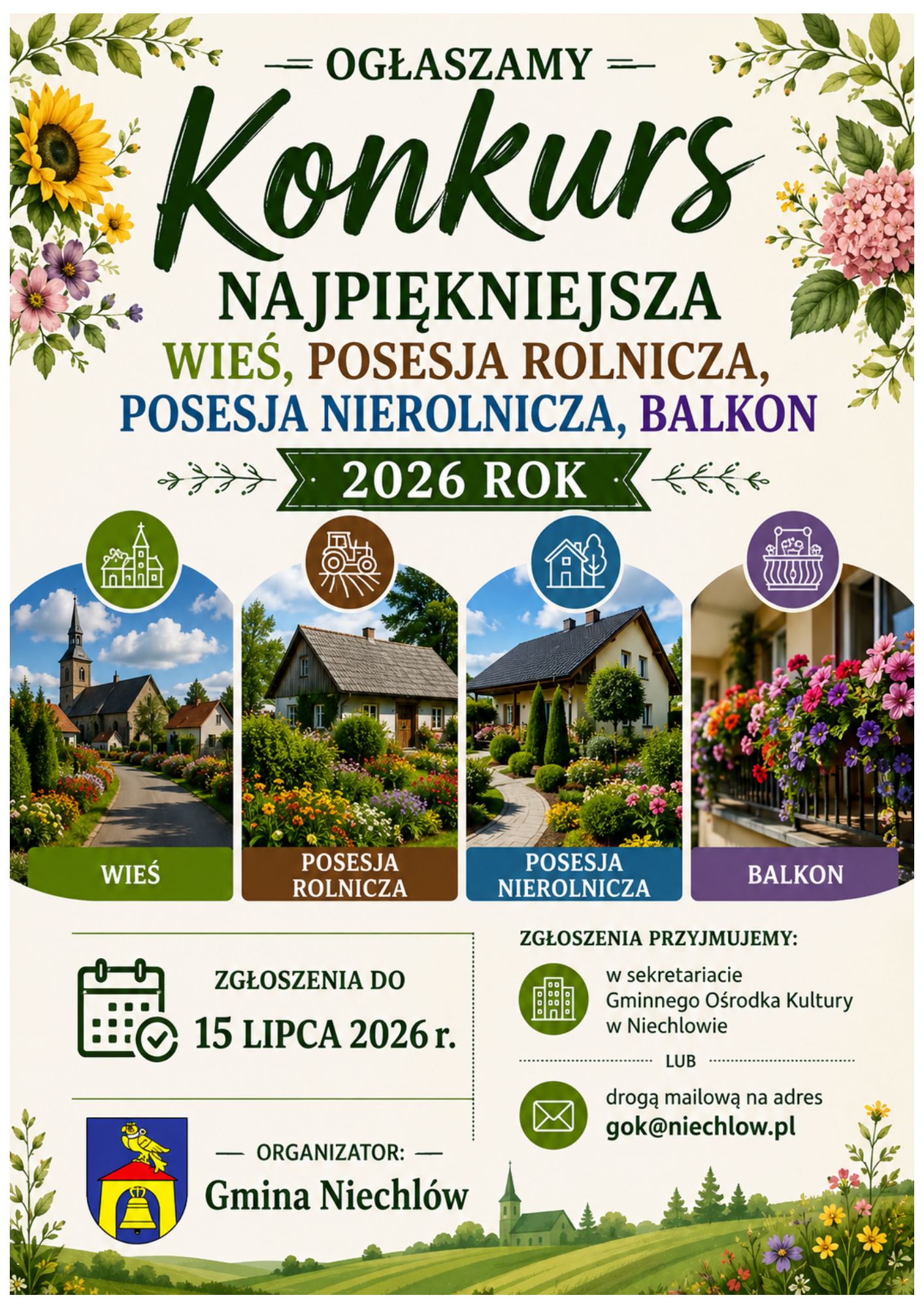  Konkurs „Najpiękniejsza wieś, posesja rolnicza, posesja nierolnicza, balkon 2026” 